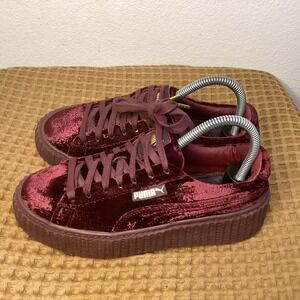 Puma Fenty Creeper Velvet Shoes Womens Size 7 Burgundy Rihanna 366466-02